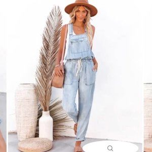 Vici Collection Tommy Tencel Pocketed Drawstring Overalls